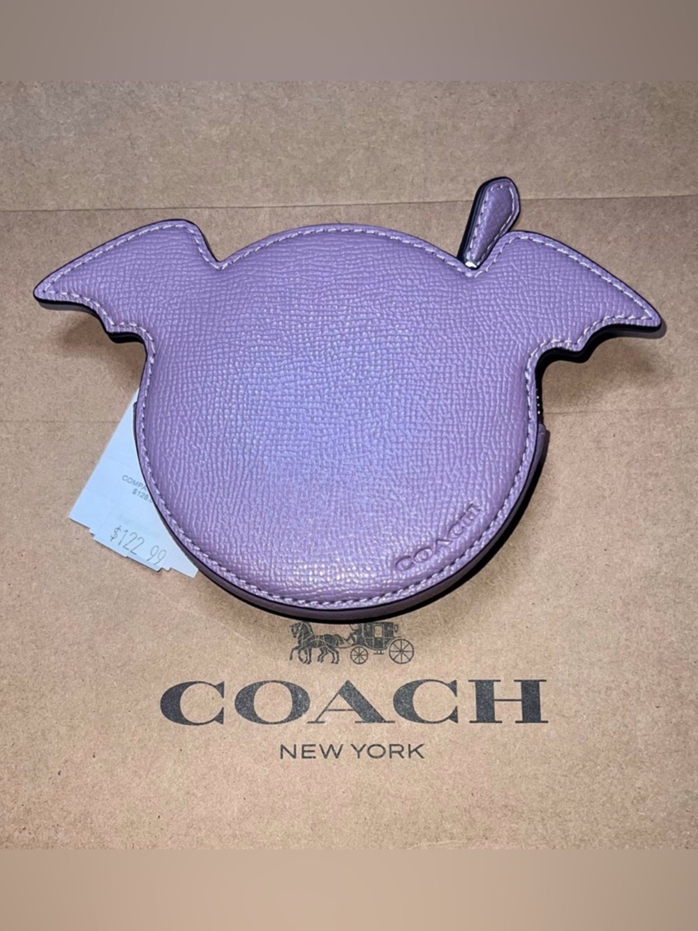 COACH Purple Halloween Bat Coin Pouch Wallet New with Tags AUTHENTIC - Picture 2 of 3